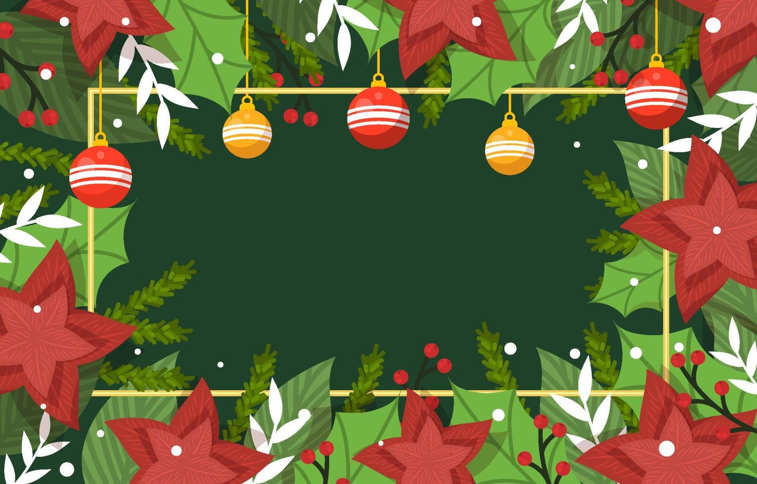 fondo de guirnalda floral de navidad plana vector