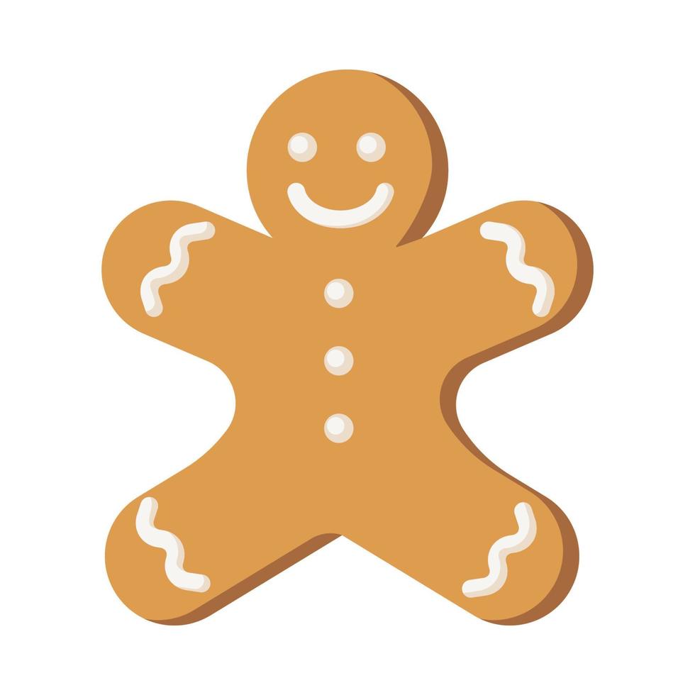 GingerBread Man Icon. Flat Style. Traditional ginger cookie for logo, sticker, print, label, recipe, menu, package, bakery design vector