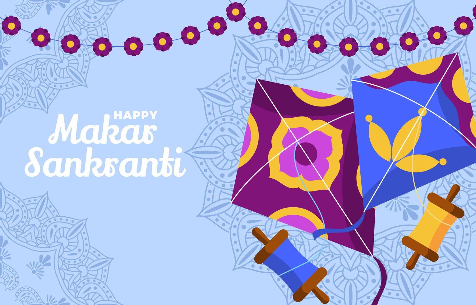 Two kites fly side by side during Makar Sankranti vector