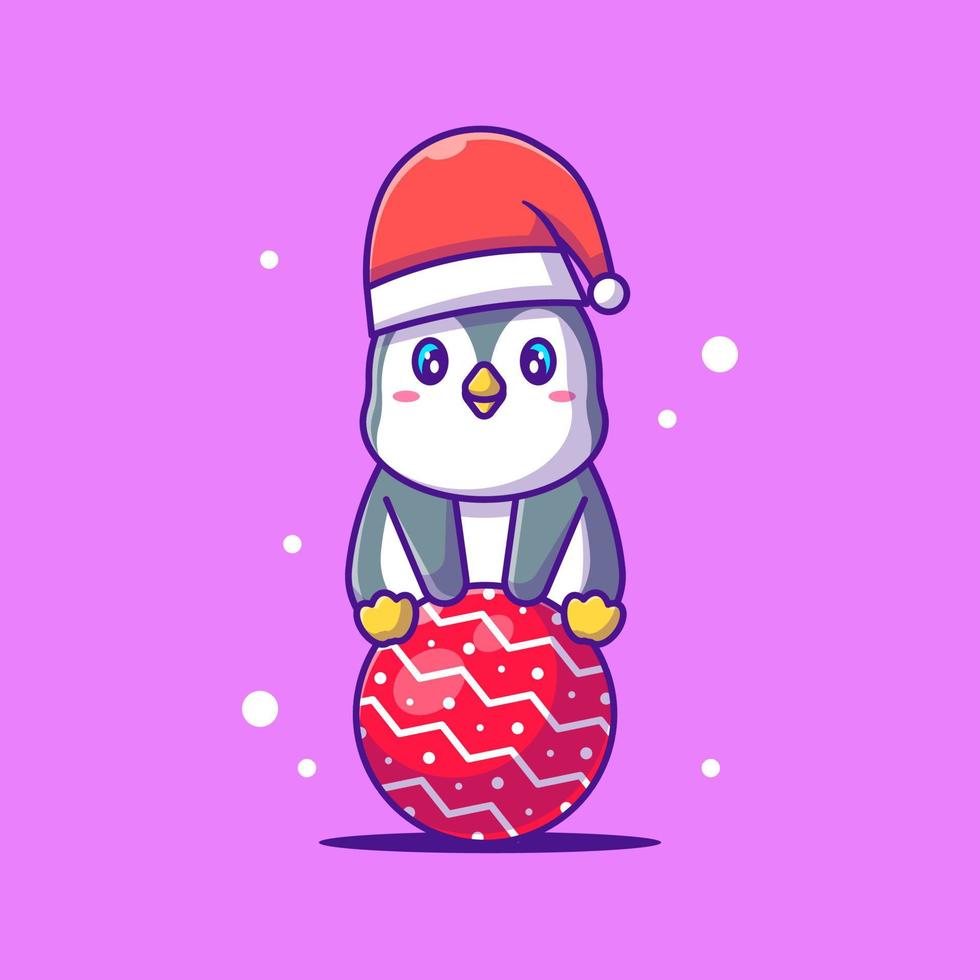 Ilustración de un lindo pingüino sentado .feliz navidad vector