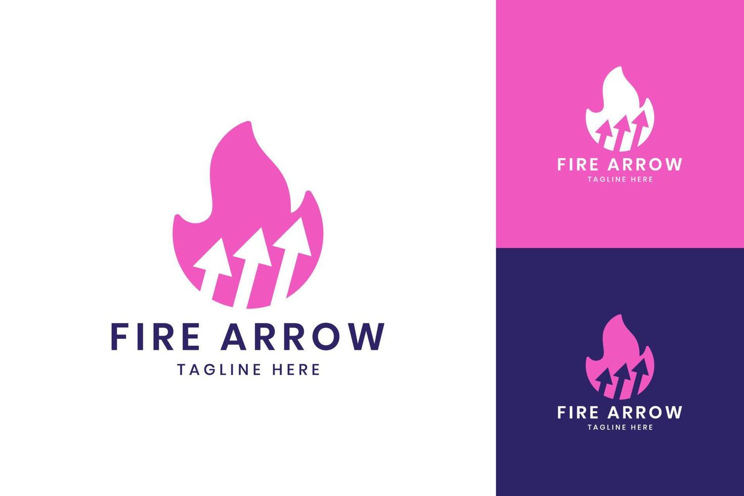 fire arrow negative space logo design vector
