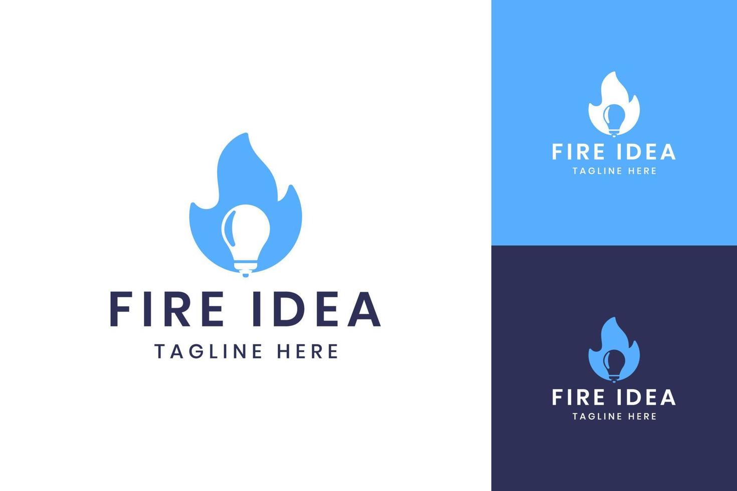 fire idea negative space logo design vector