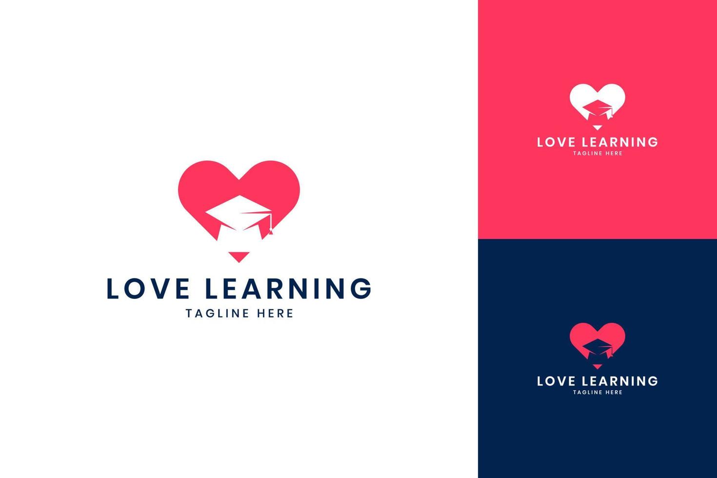 love learning negative space logo design vector