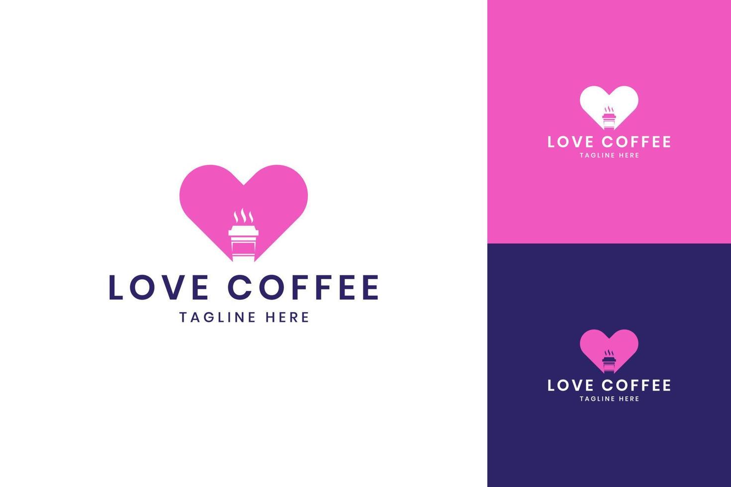 diseño de logotipo de espacio negativo de café de amor vector