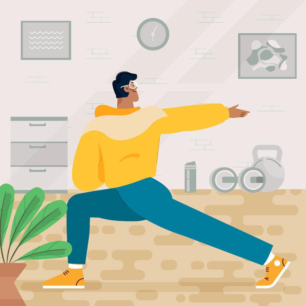 Man Do Exercise In The Morning Concept vector