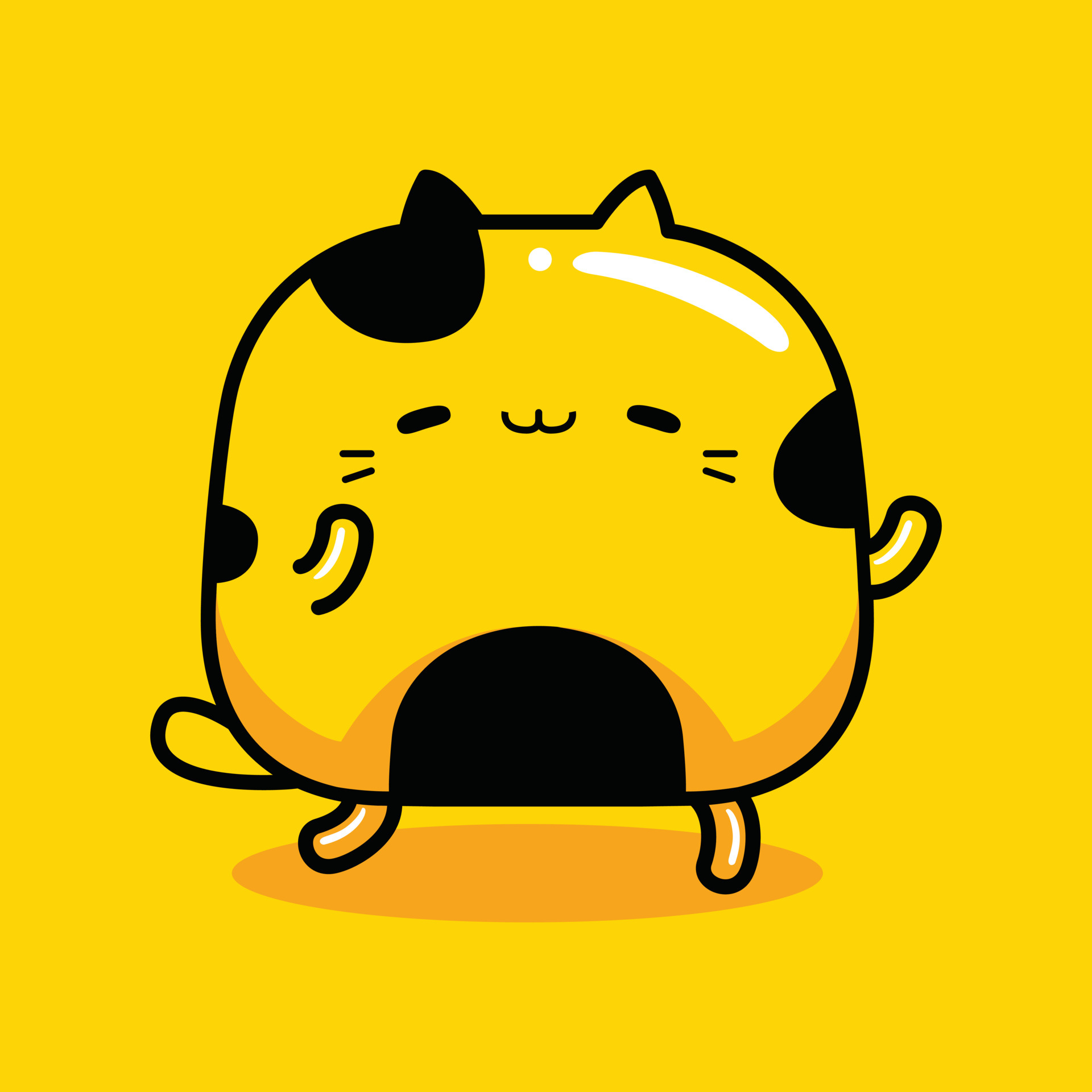 Cute yellow cat mascot character in flat cartoon style 4120152 Vector