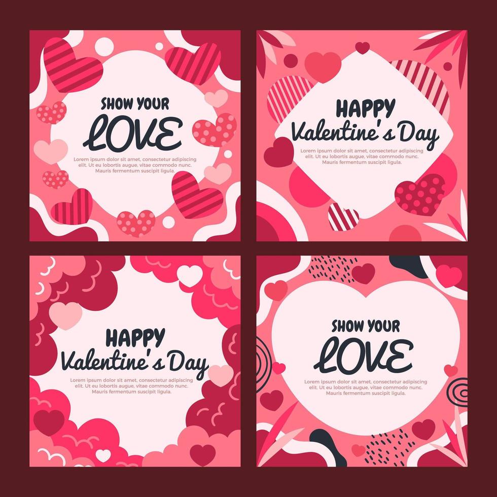 conjunto de tarjetas de felicitación del día de san valentín vector