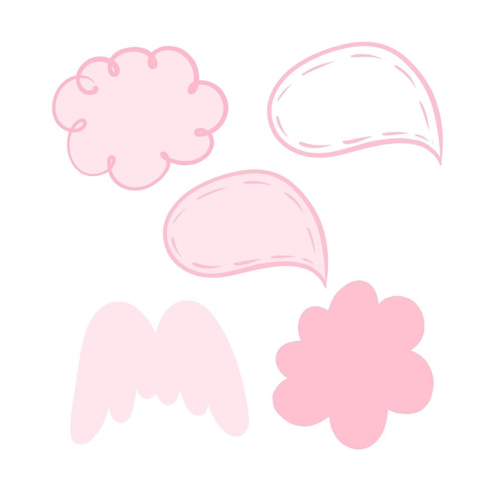 set of vector frames of different shapes in pink color, hand-drawn