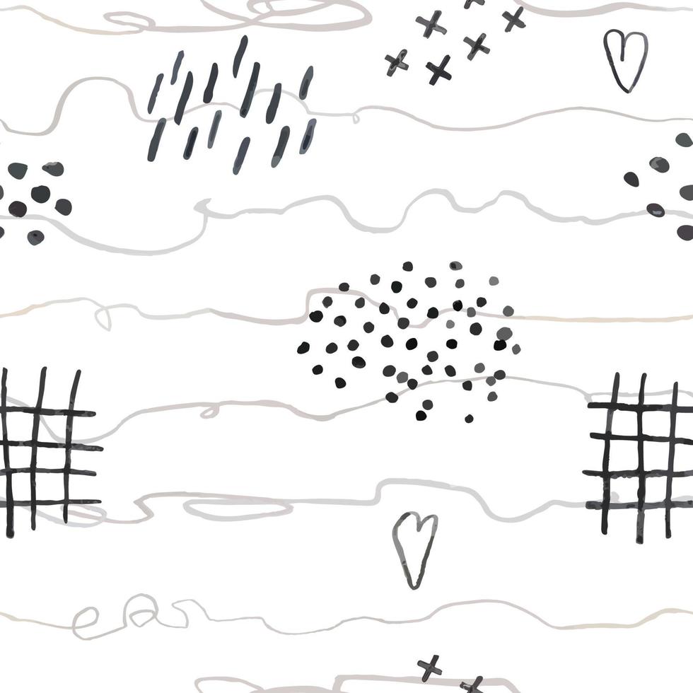 Vector modern seamless background with gray hand drawn abstract lines, doodles. Use it for wallpaper, textile print, pattern fills, web, surface texture, wrapping paper, design of presentation
