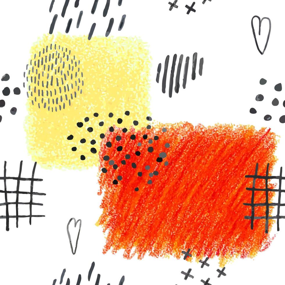 Vector modern seamless background with colorful hand drawn abstract pencil spots, doodles. Use it for wallpaper, textile print, pattern fills, surface texture, wrapping paper, design of presentation