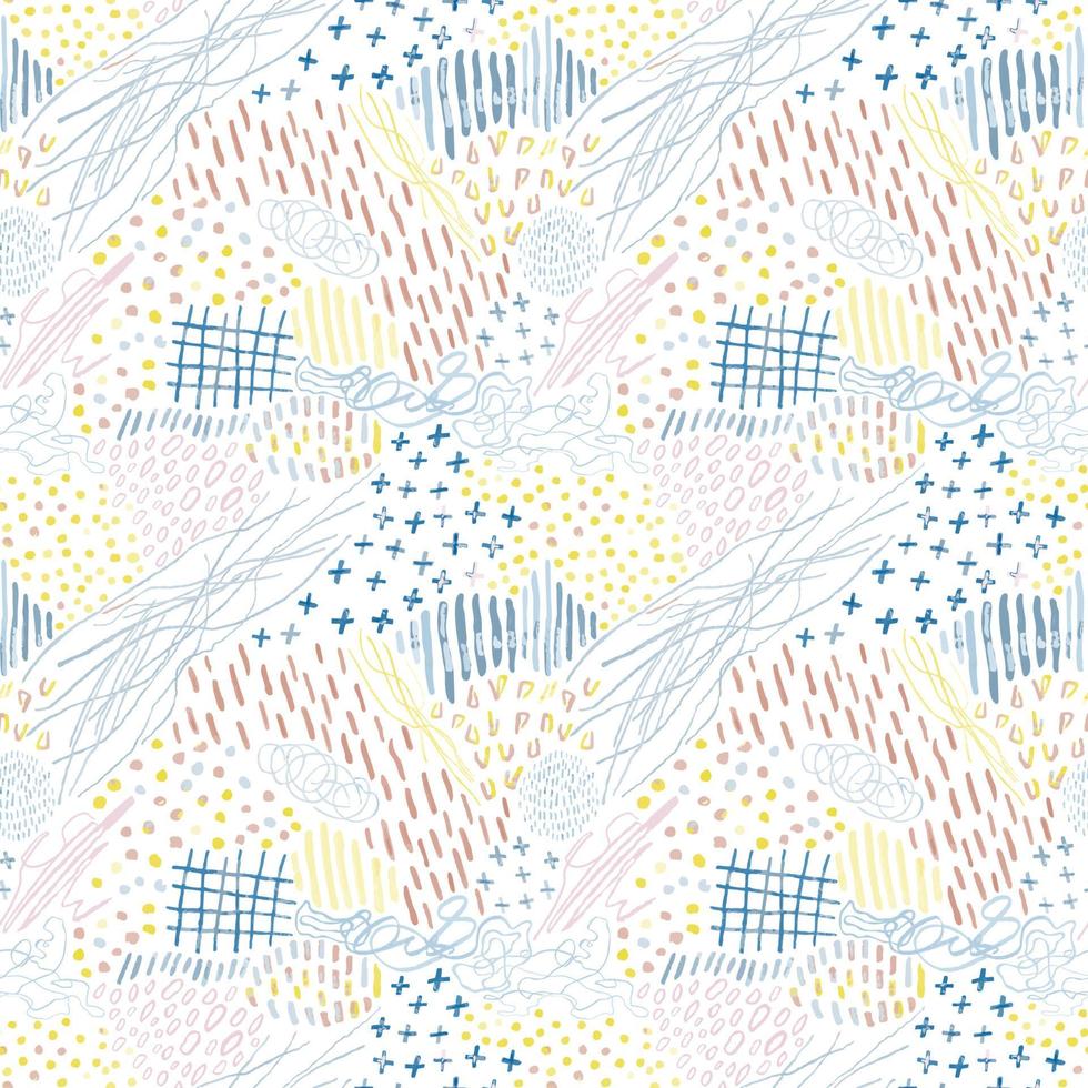 Vector modern seamless background with colorful hand drawn abstract lines, doodles. Use it for wallpaper, textile print, pattern fills, web, surface texture, wrapping paper, design of presentation