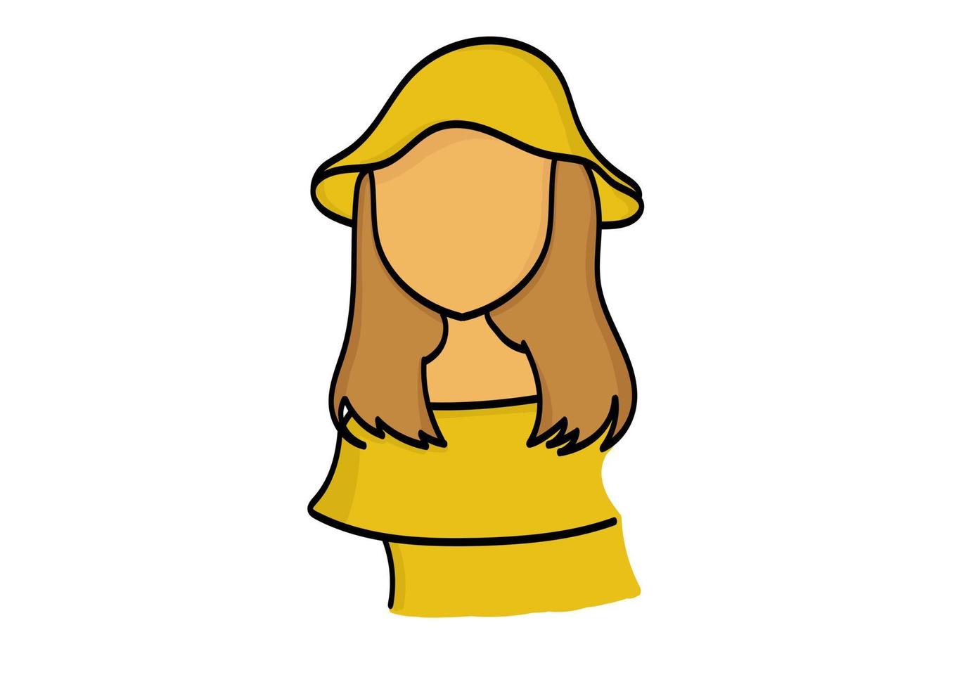 Ilustración de niña con sombrero amarillo y camisa vector