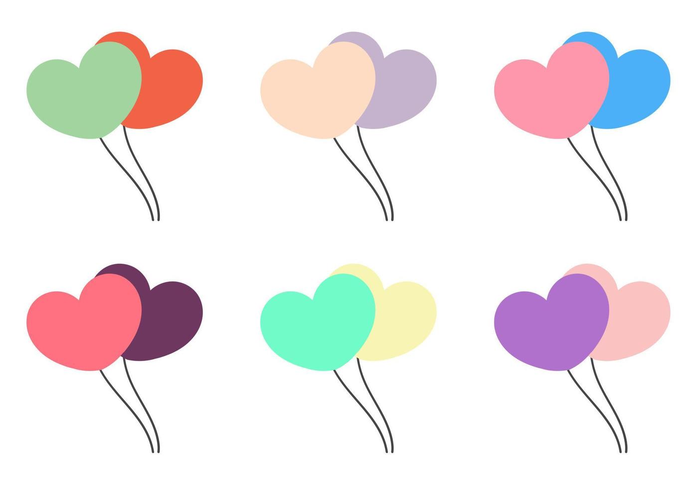 a collection of colorful heart shaped balloon illustrations vector