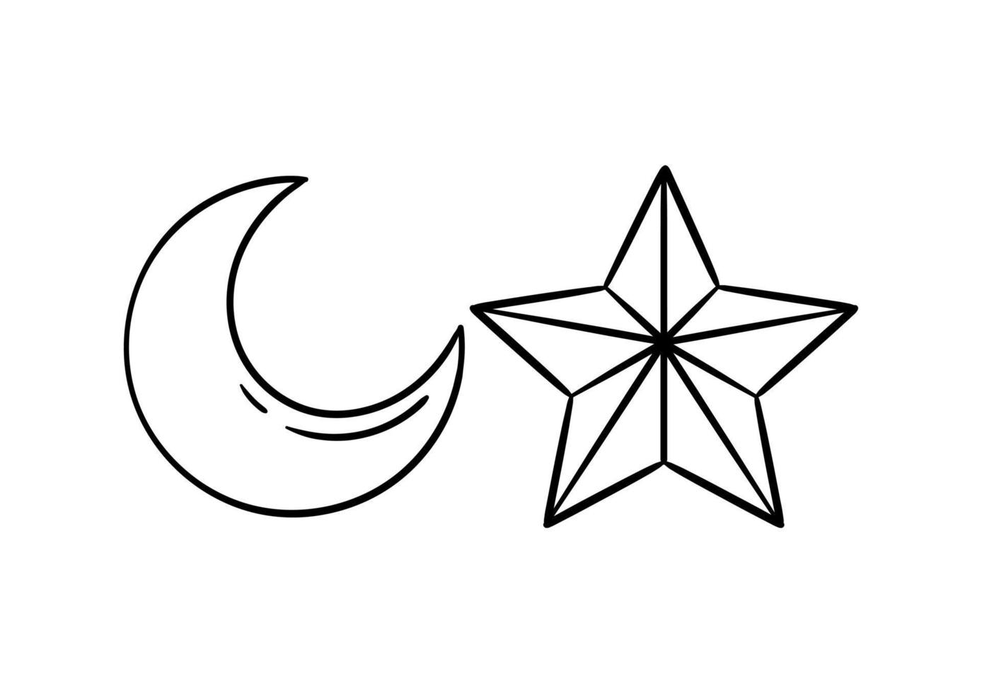 dibujo a mano luna y estrellas vector