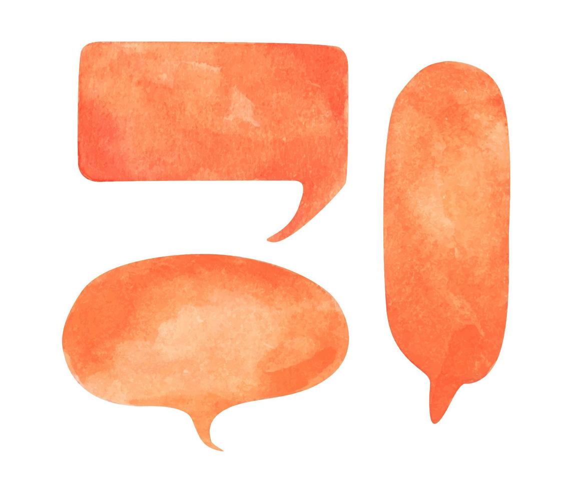 Set of speech bubbles. Watercolor illustration. vector