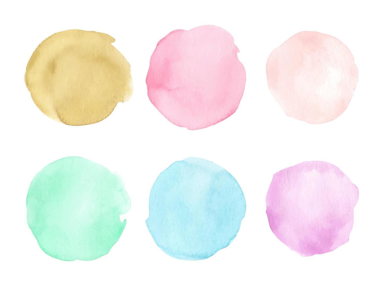 Watercolor hand painted circle shape design elements. vector