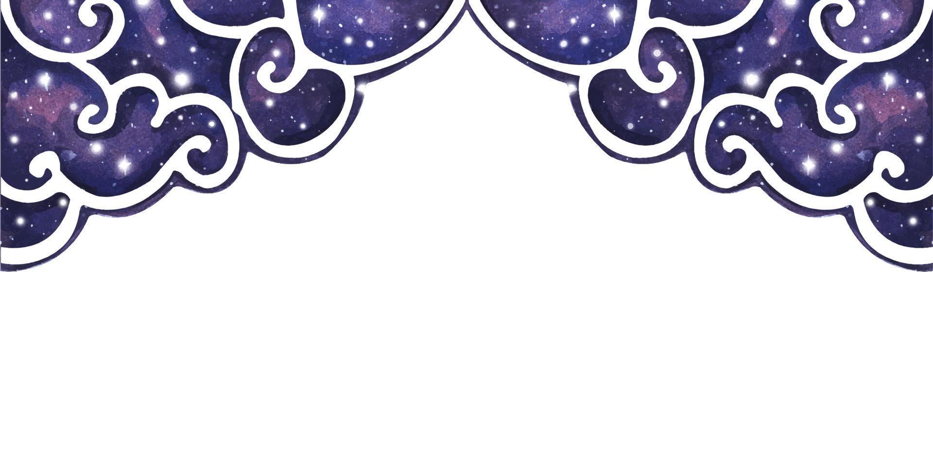 Watercolor night sky background with stars. vector