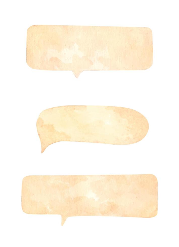 Set of speech bubbles. Watercolor illustration. vector