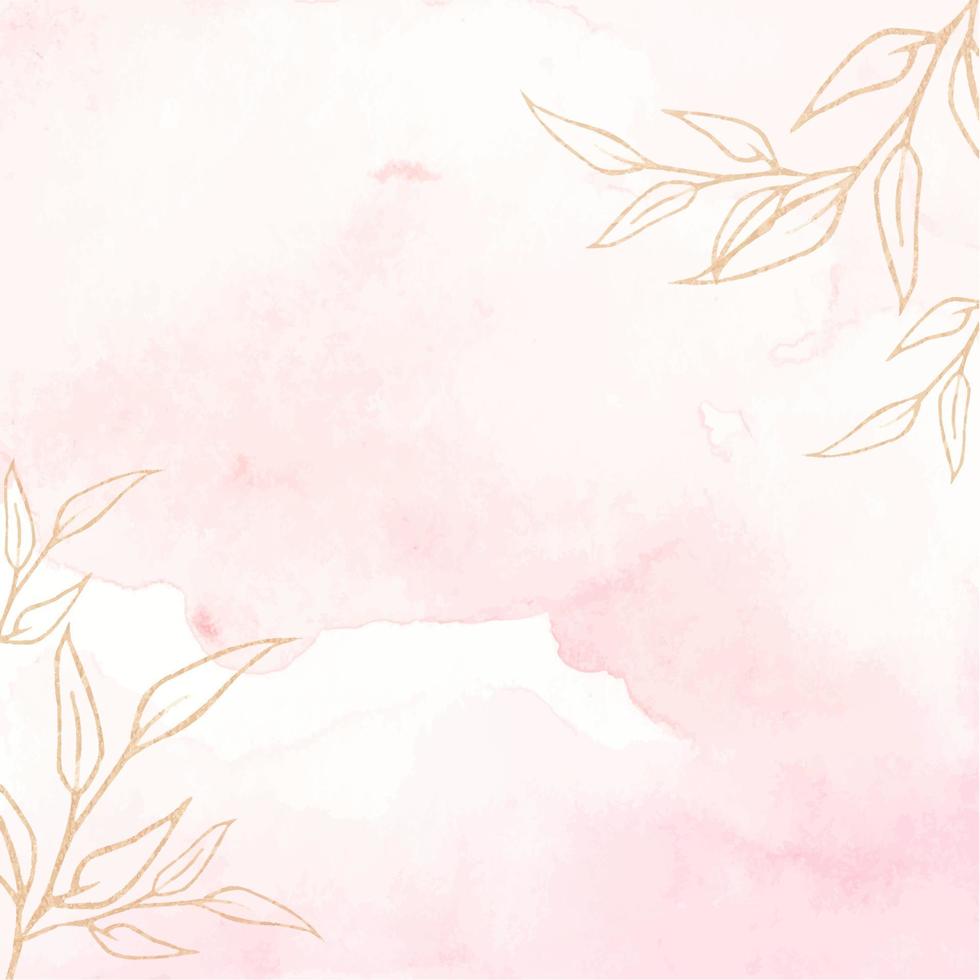 Watercolor background texture soft pink and gold. vector