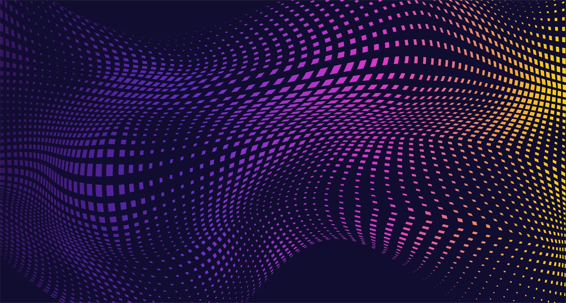 Abstract vector background with halftone transitions made by squares. Op art effect with flowing and pulsating color mosaic.