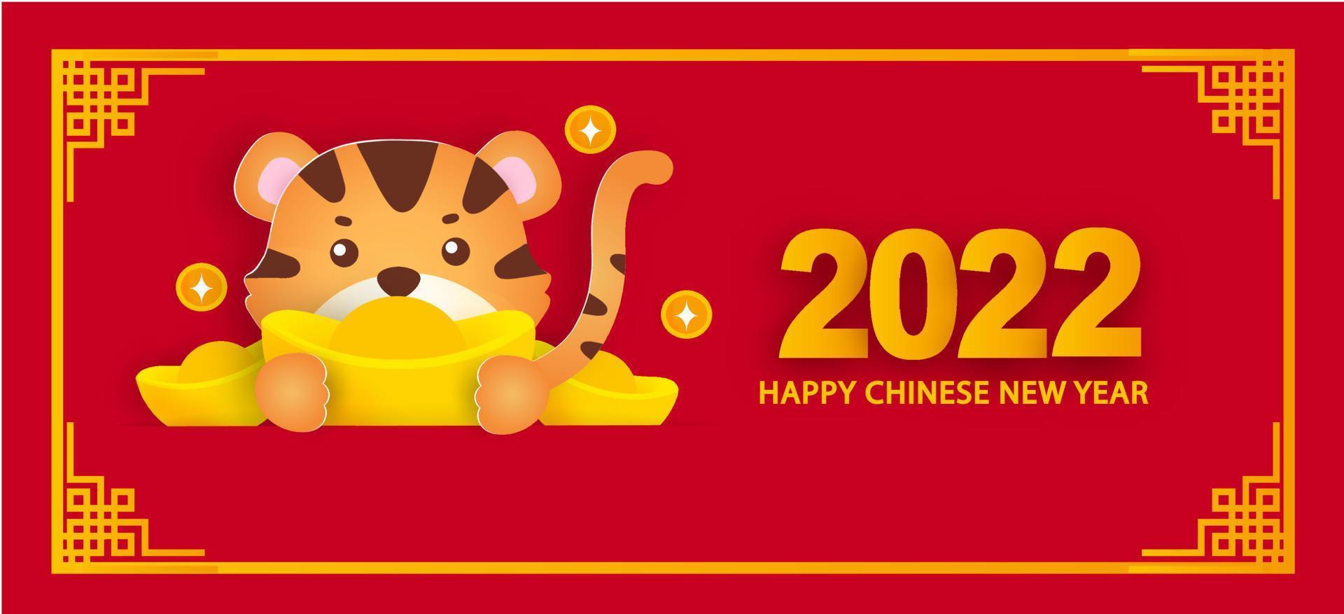 Chinese new year 2022 year of the tiger banner . vector