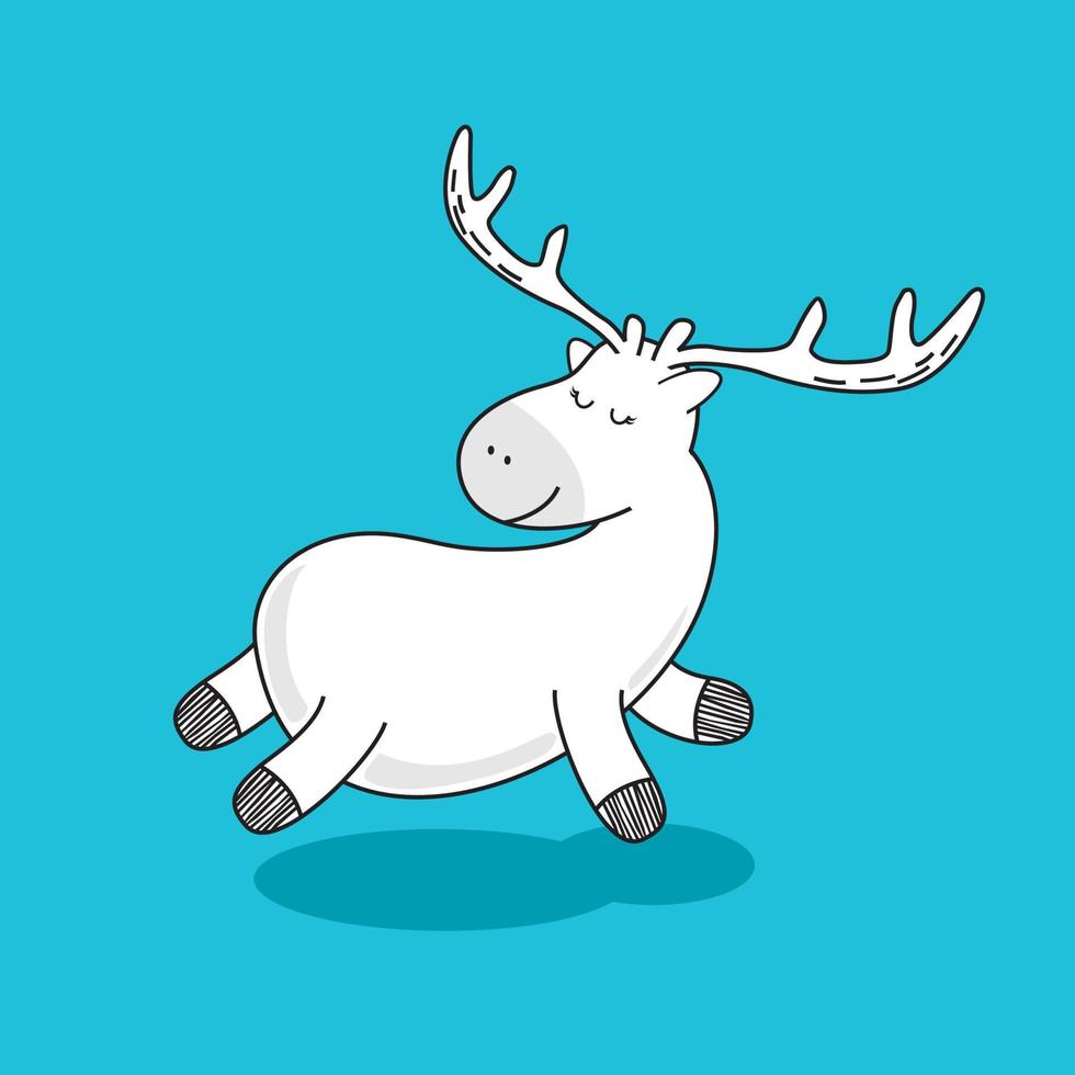 deer doodle cartoon happy reindeer vector