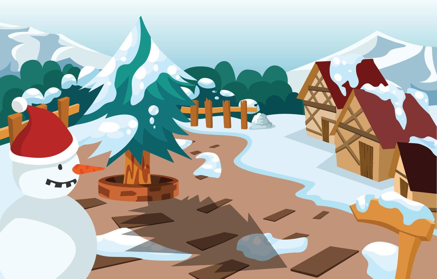 Scenery of Winter in Town vector