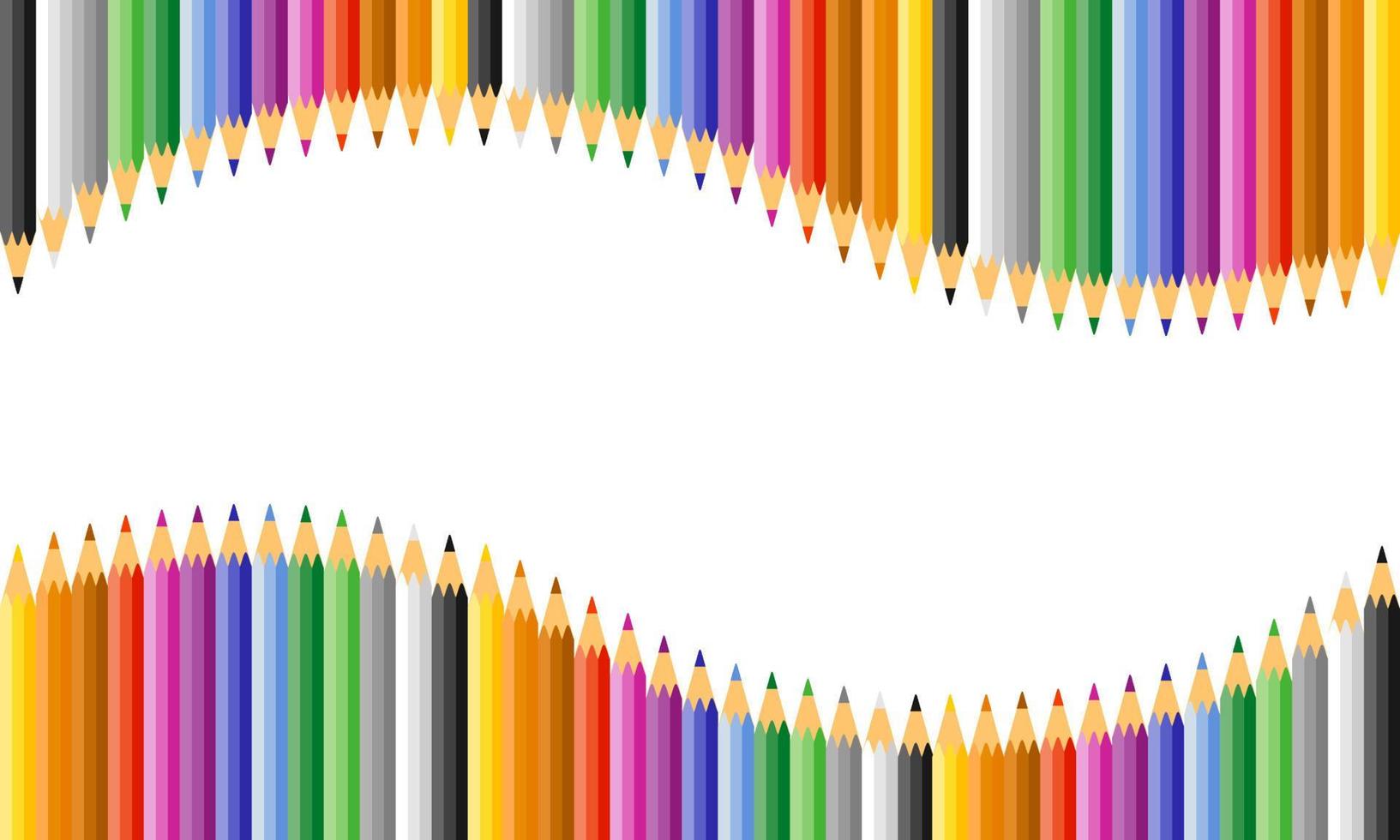 A colorful boarder with rainbow color pencils above and under copy space. vector