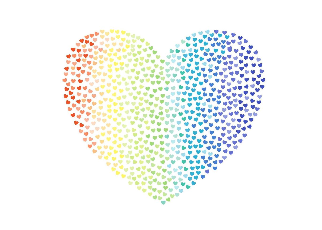 Tiny rainbow hearts are floating on white background. Sweet cute template for postcard, poster,banner and etc. vector