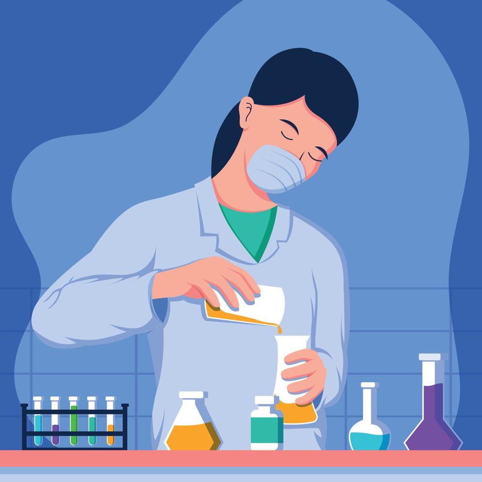 Female Scientist Working in Lab vector