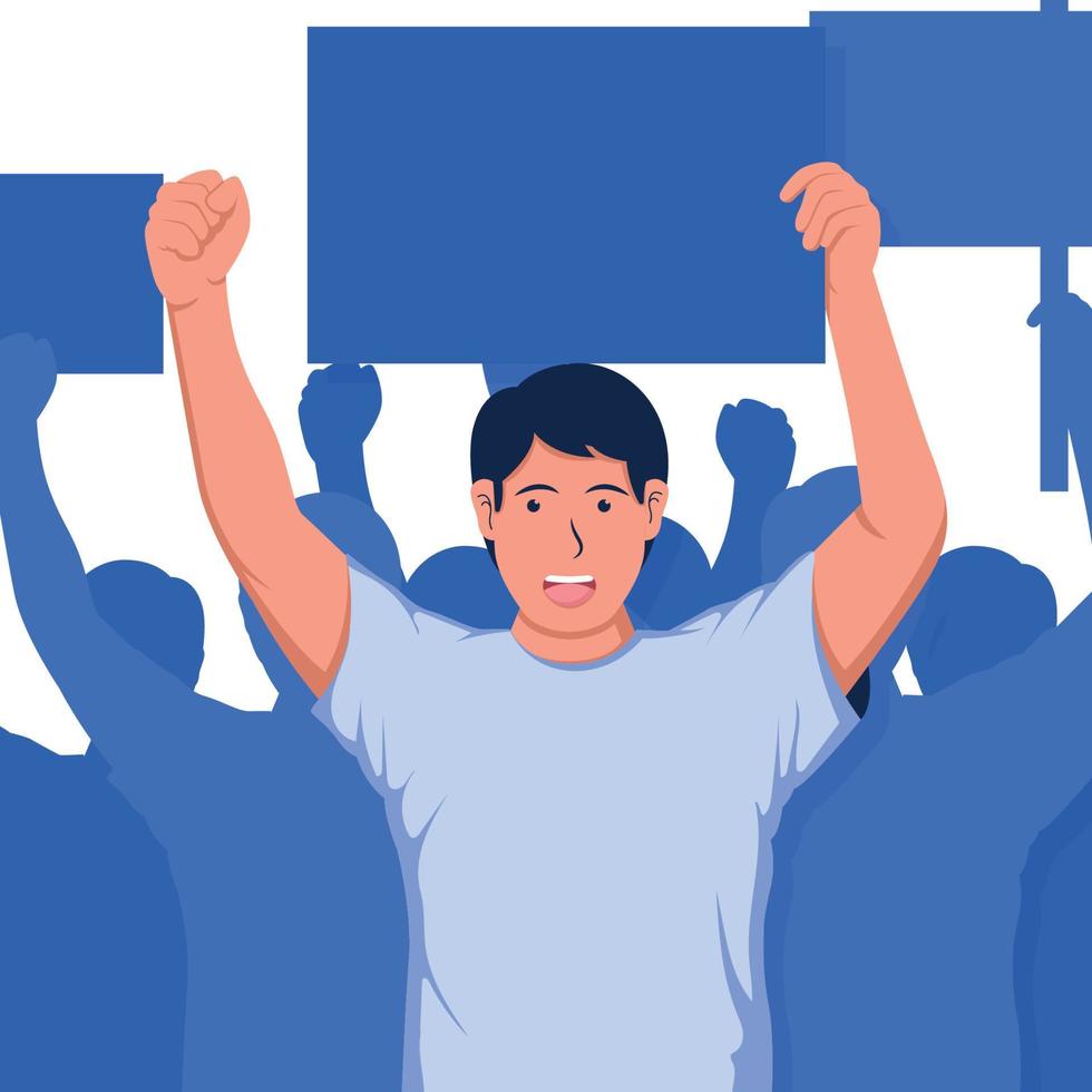 People Standing with Placards vector
