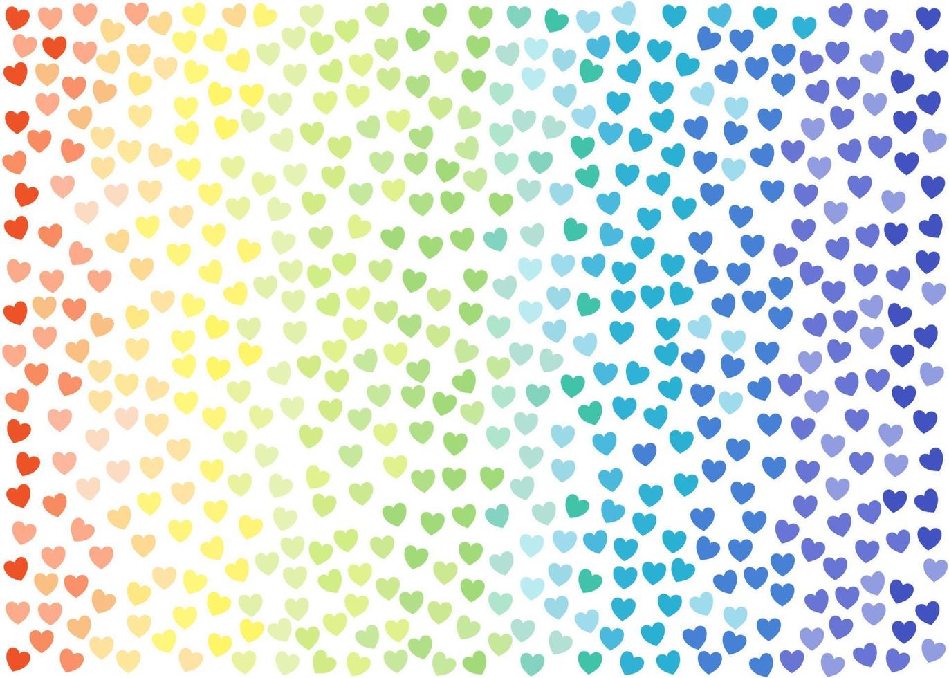 pequeños corazones de arco iris están flotando sobre fondo blanco. dulce linda plantilla para postal, póster, pancarta, etc. vector