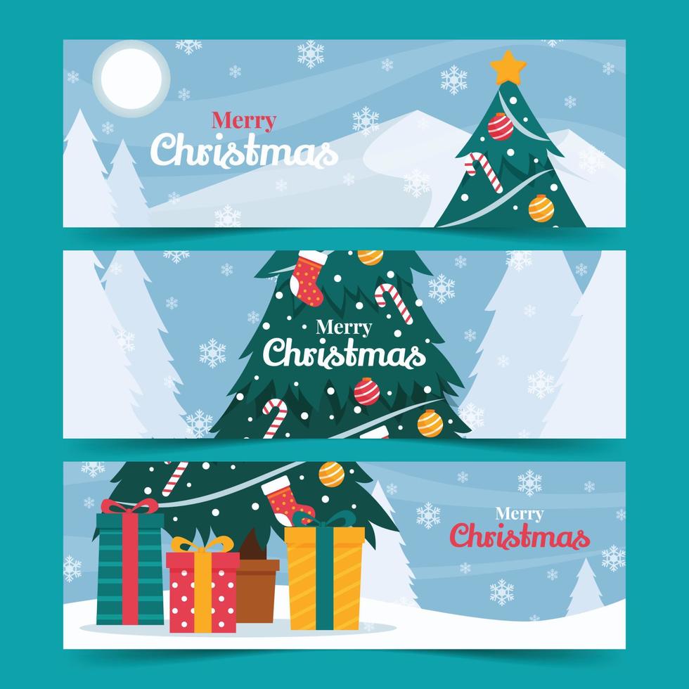 Flat Christmas Banner Sets vector