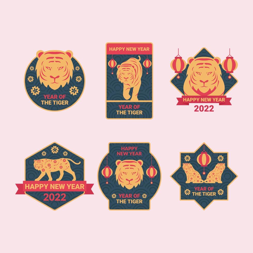 Set of Year of The Tiger Labels vector