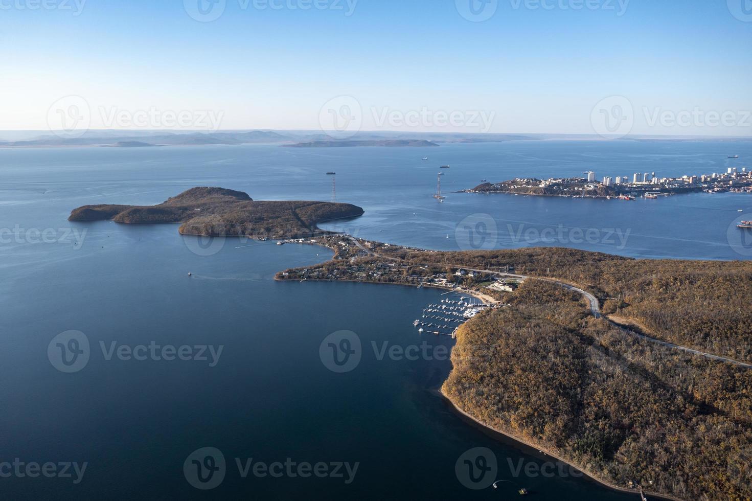 Aerial view of the Russian Island and Vladivostok, Russia photo