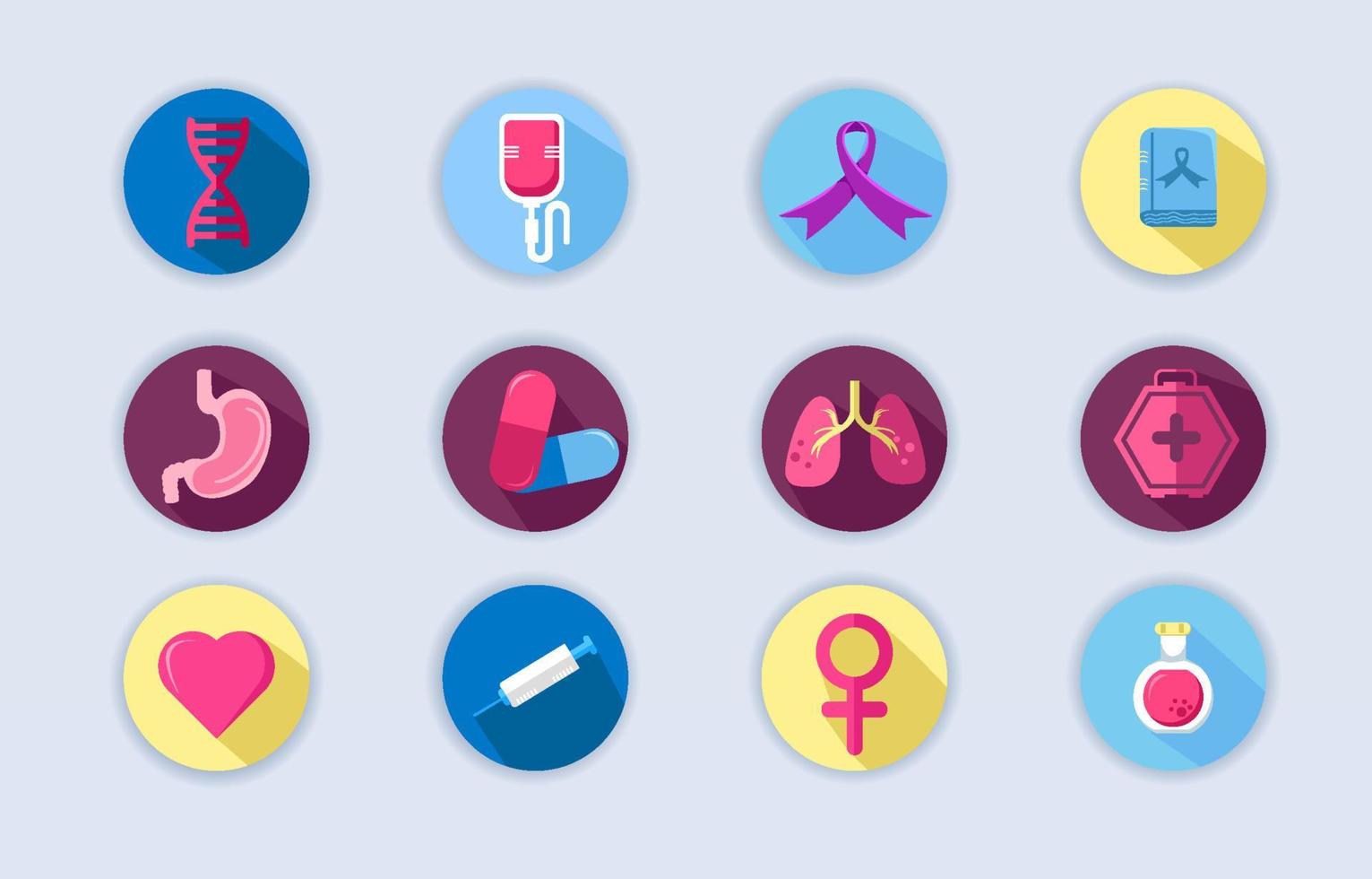 World Cancer Day Icon Set vector