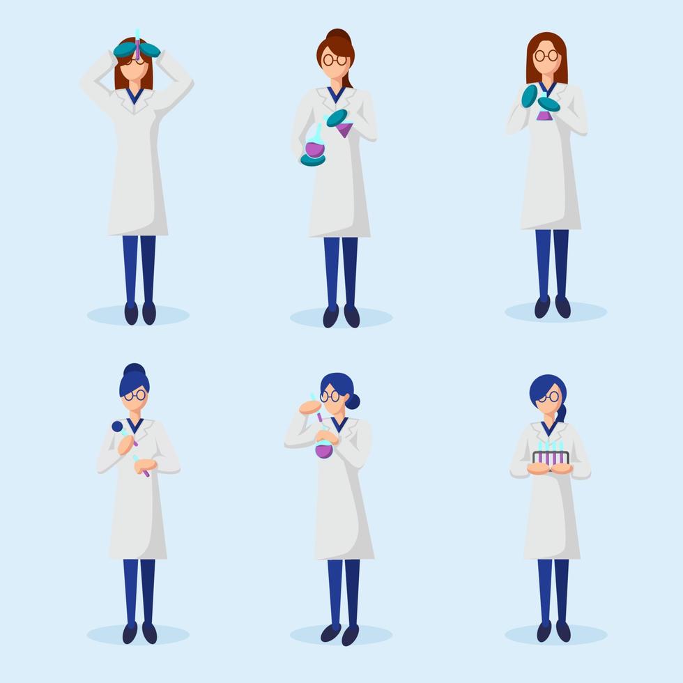 Female Scientist Characters Set vector