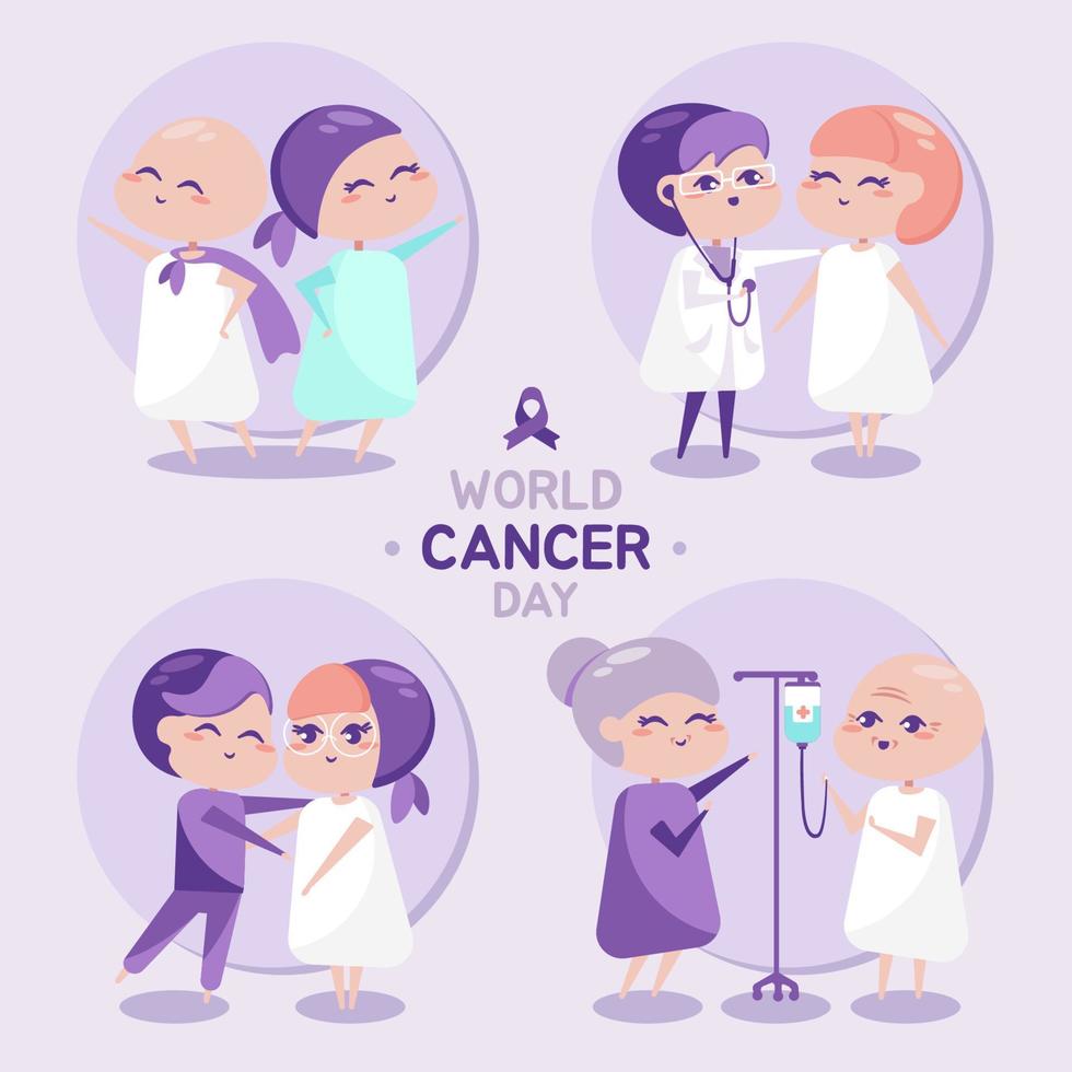 colecciones de personajes del día mundial del cáncer vector