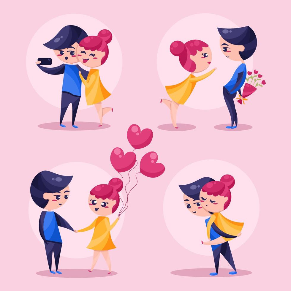 Valentines Couple Character Collections vector