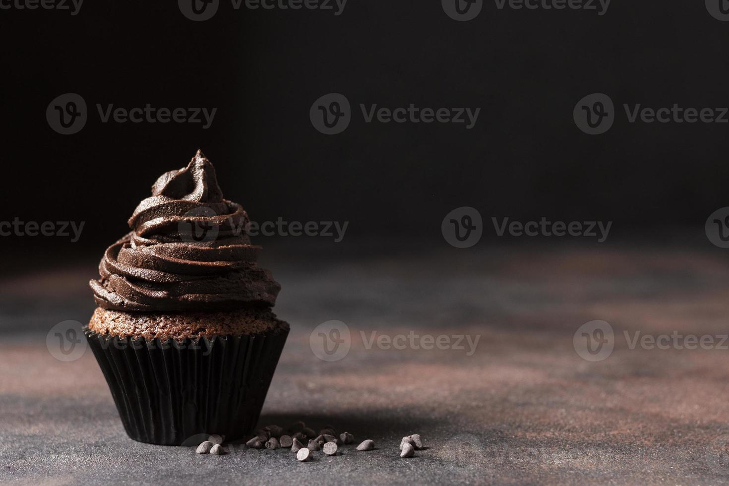 cupcake de vista frontal con espacio de copia foto