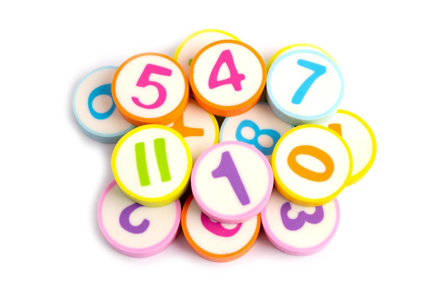 Math number colorful on white background, education study mathematics learning teach concept. photo