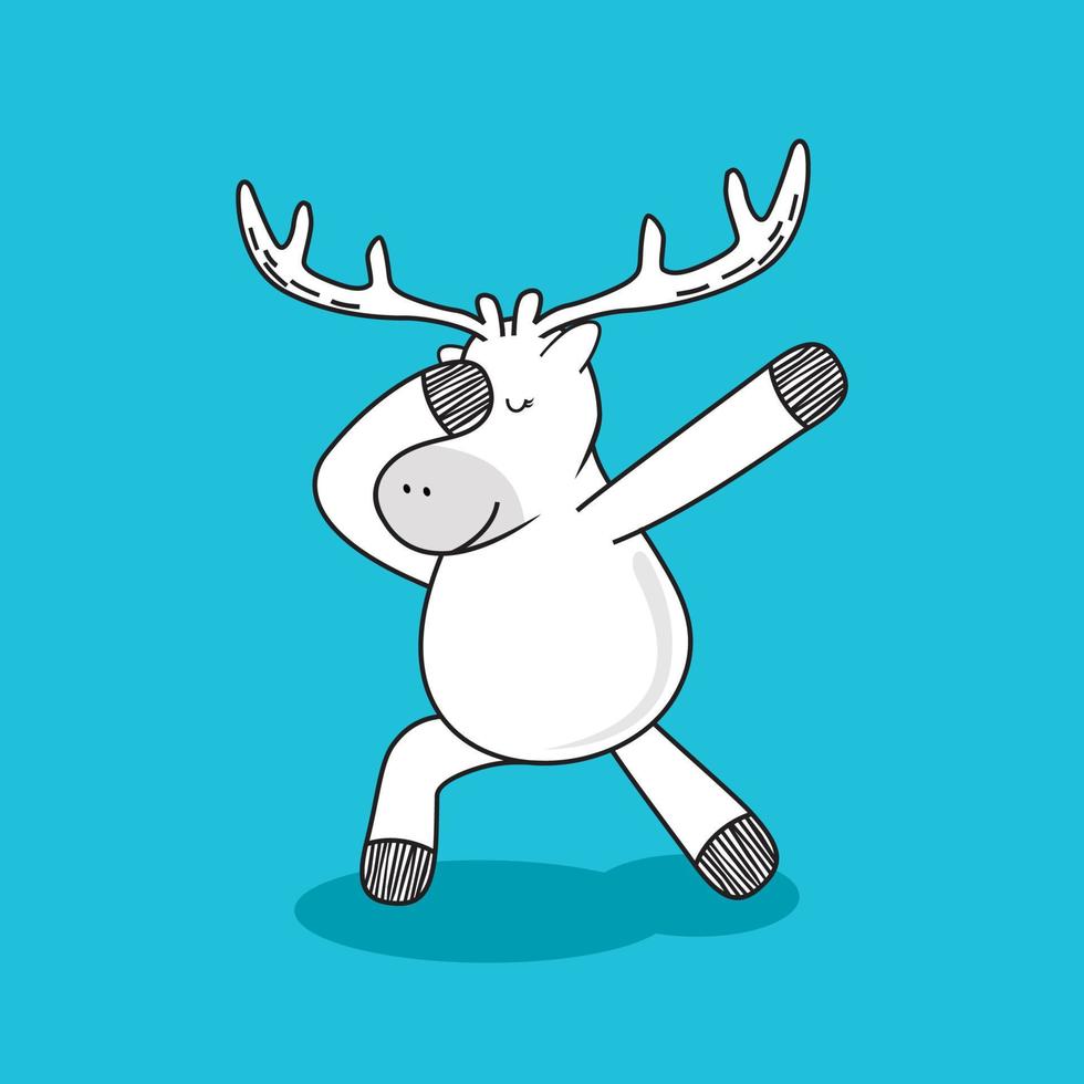 deer doodle cartoon dab dance reindeer vector
