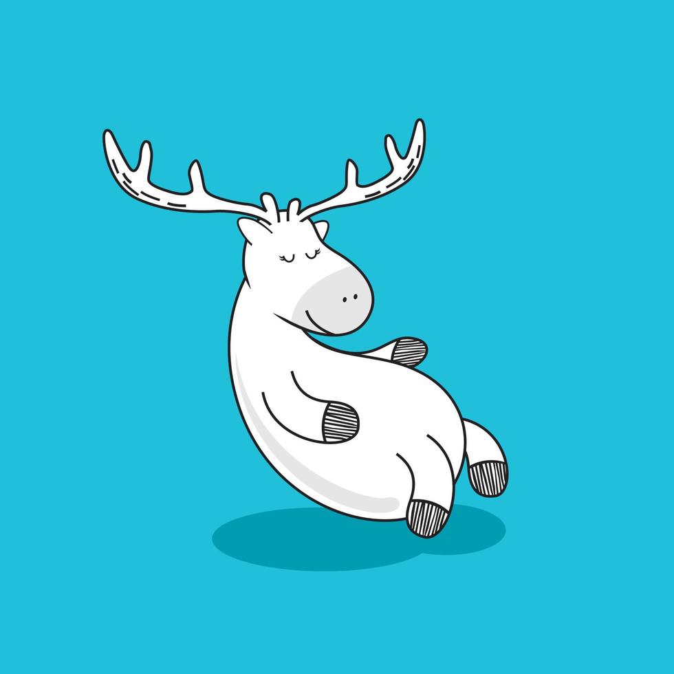 lazy reindeer doodle cartoon sleeping deer vector