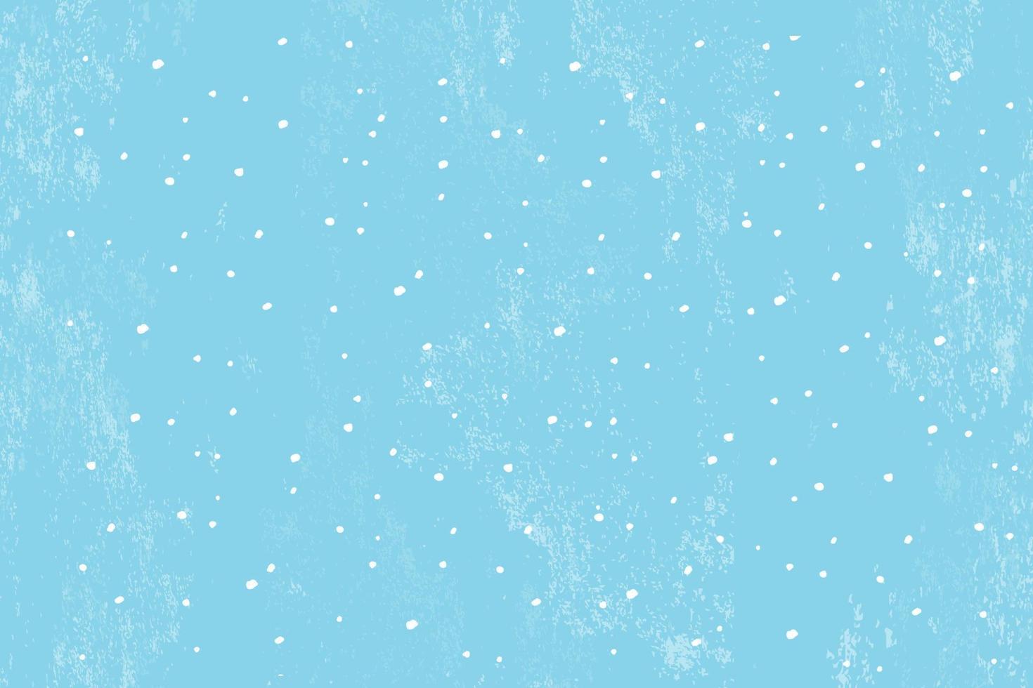 Winter snowfall and snowflakes on light blue background. Hand drawn snow pattern. Doodle cold winter sky background vector