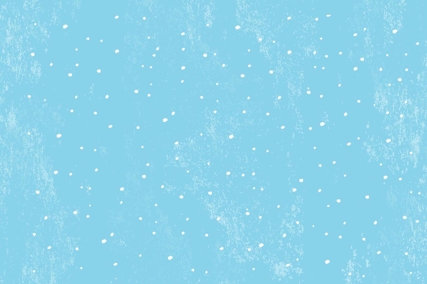 Winter snowfall and snowflakes on light blue background. Hand drawn snow pattern. Doodle cold winter sky background vector