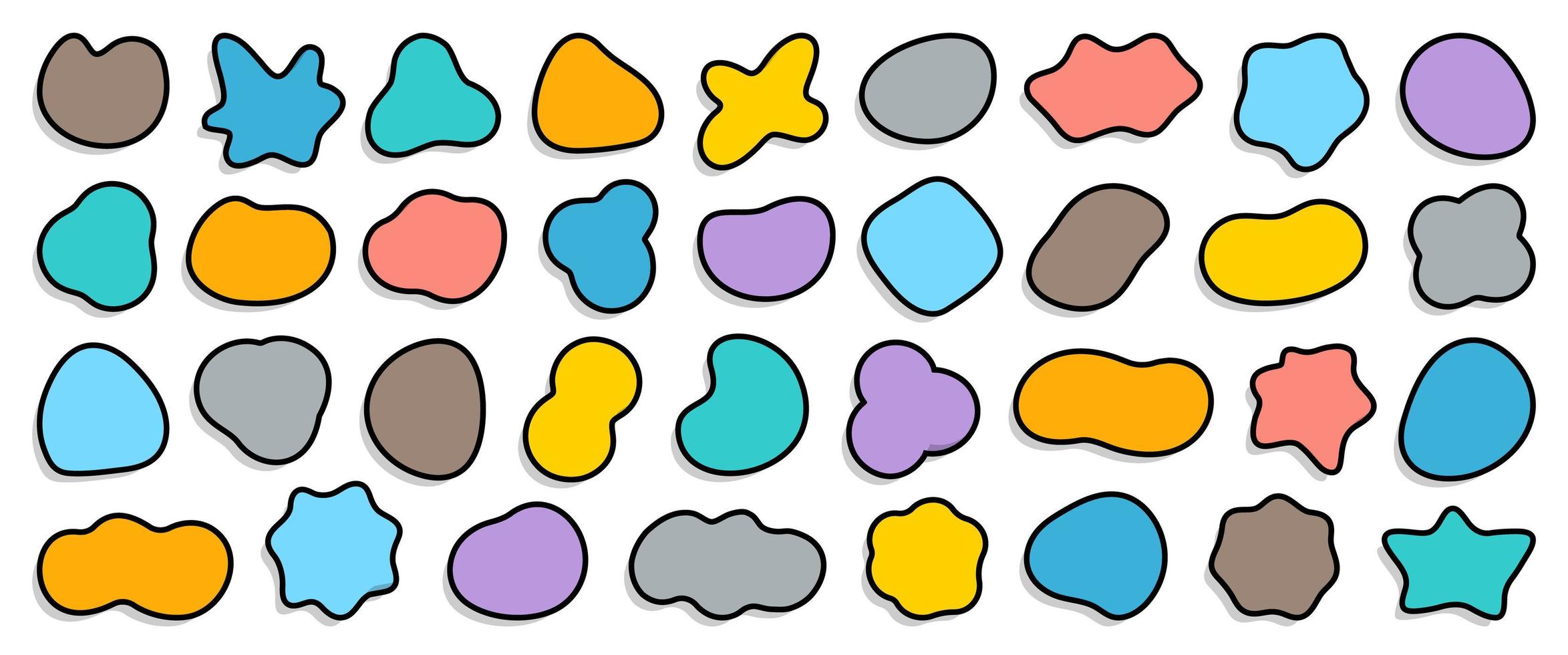 Bloobs shape collection, random abstract stains. Liquid bg, organic fluid, cartoon spot for background, comic speech bubble. Vector illustration