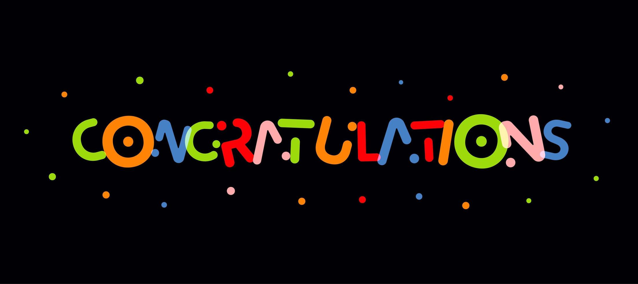 Congradulations funny lettering, futuristic space colorful greeting letters for kids birthday, childhood festival. Success congrats message, festive colored text. Vector illustration