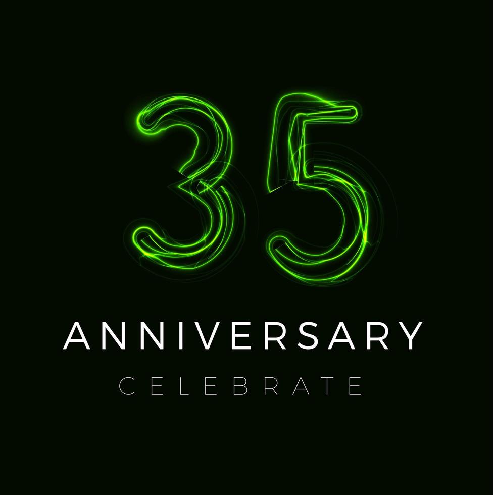 thirty five, Thirty fifth Anniversary poster for party. 35 years sign. 35th birthday celebrate. Vector illustration