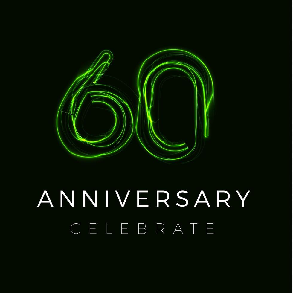 Sixty Anniversary poster for party. 60th years sign. Sixtieth birthday celebrate. Discount sixty percent sign. Sale 60 off on cyber monday or black friday. Numbers for Halloween. Vector illustration