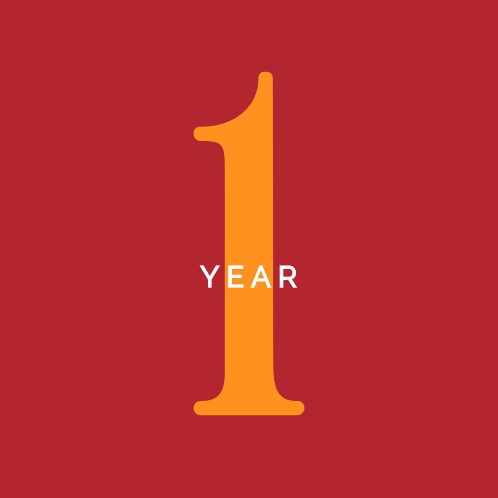 One years symbol. First birthday emblem. Anniversary sign, number 1 logo concept, vintage poster template, vector illustration